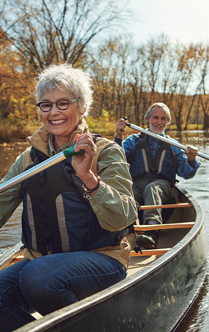 retired couple in a canoe on the river three core principles