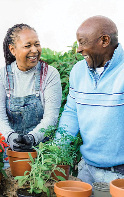 retired couple plotting plants life insurance